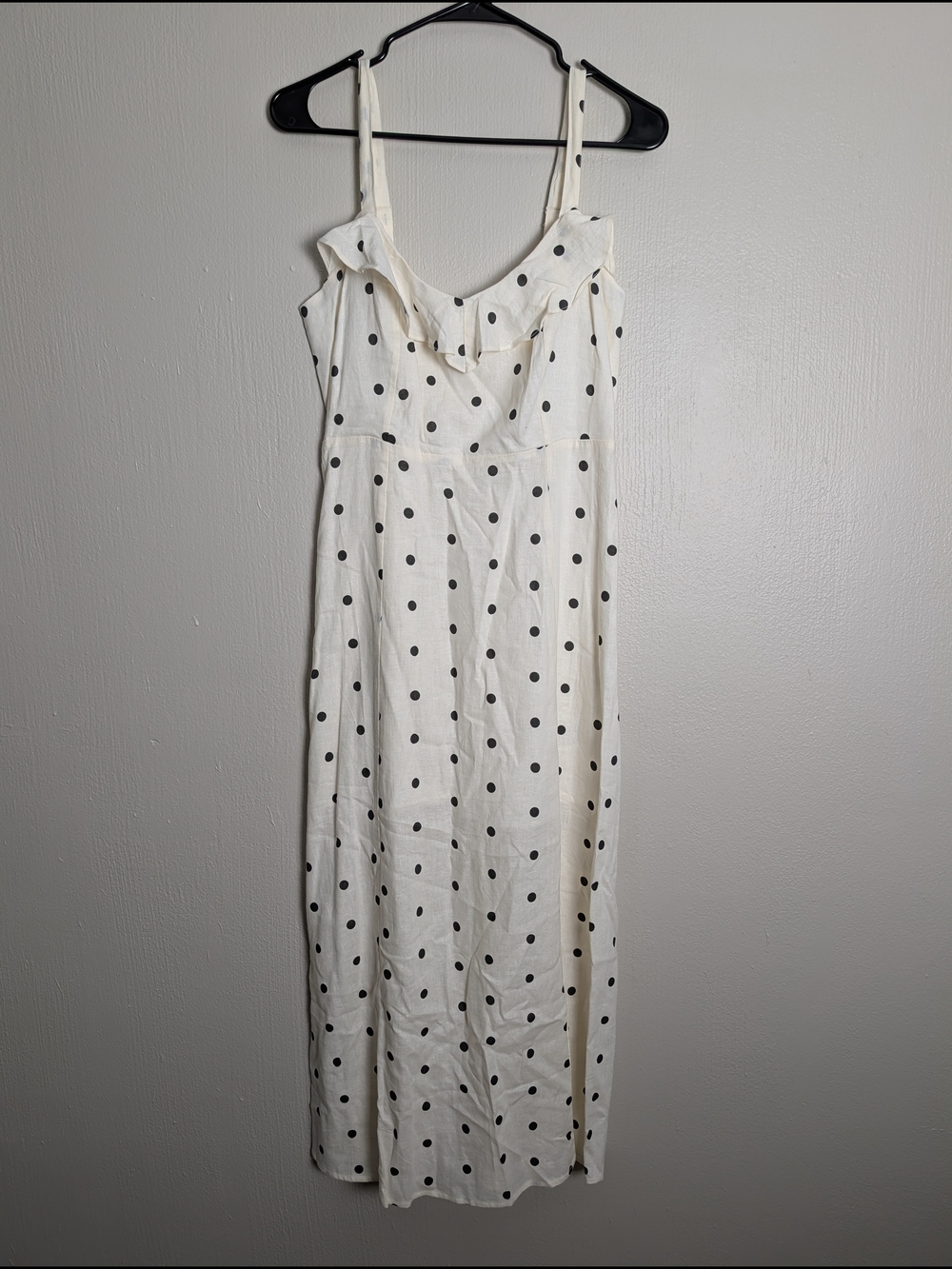 Old Navy Cream Maxi Dress with Black Polka Dots
